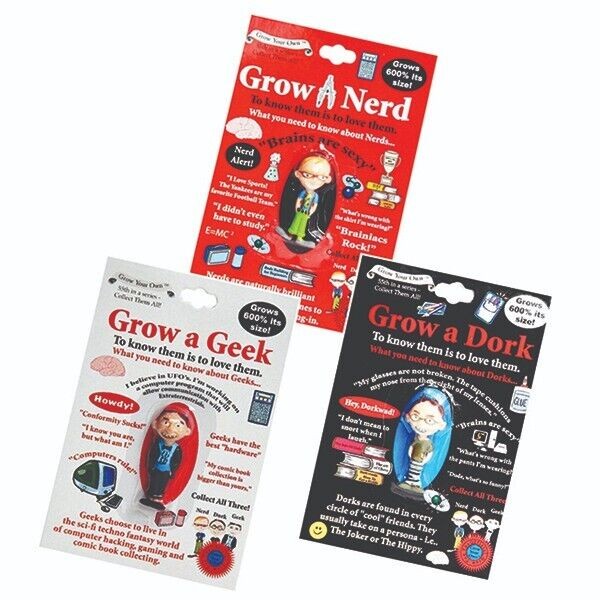 SET OF 3 Grow your own DORK – NERD – GEEK – Fun Gag Joke Novelty
