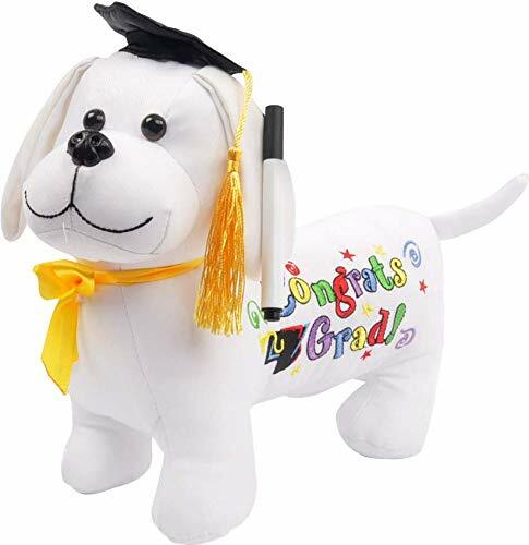 11″ Graduation Autograph Dog Toys Grad Students Gift Toys Party w/ Pen
