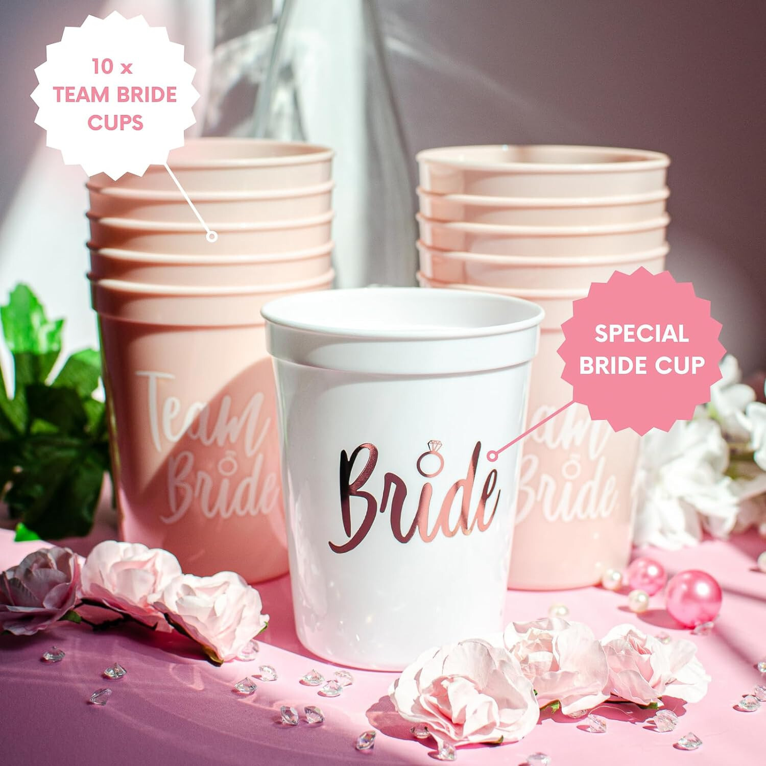 Bachelorette Party Cups Set Bride 11 Pack 16oz Bridesmaid Reusable Drink Cups