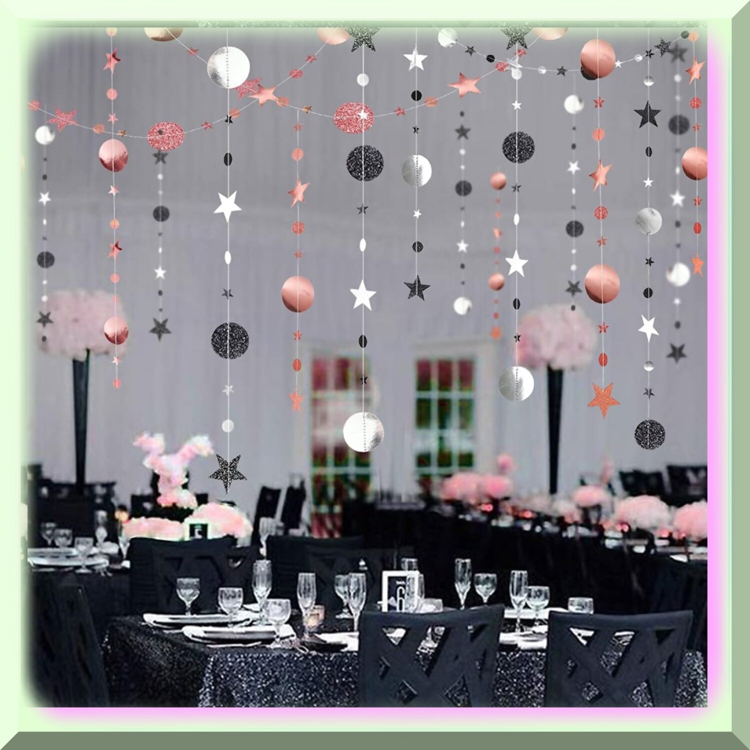 Night Sky Celebration Garlands 52ft with Star and Circle Cutouts