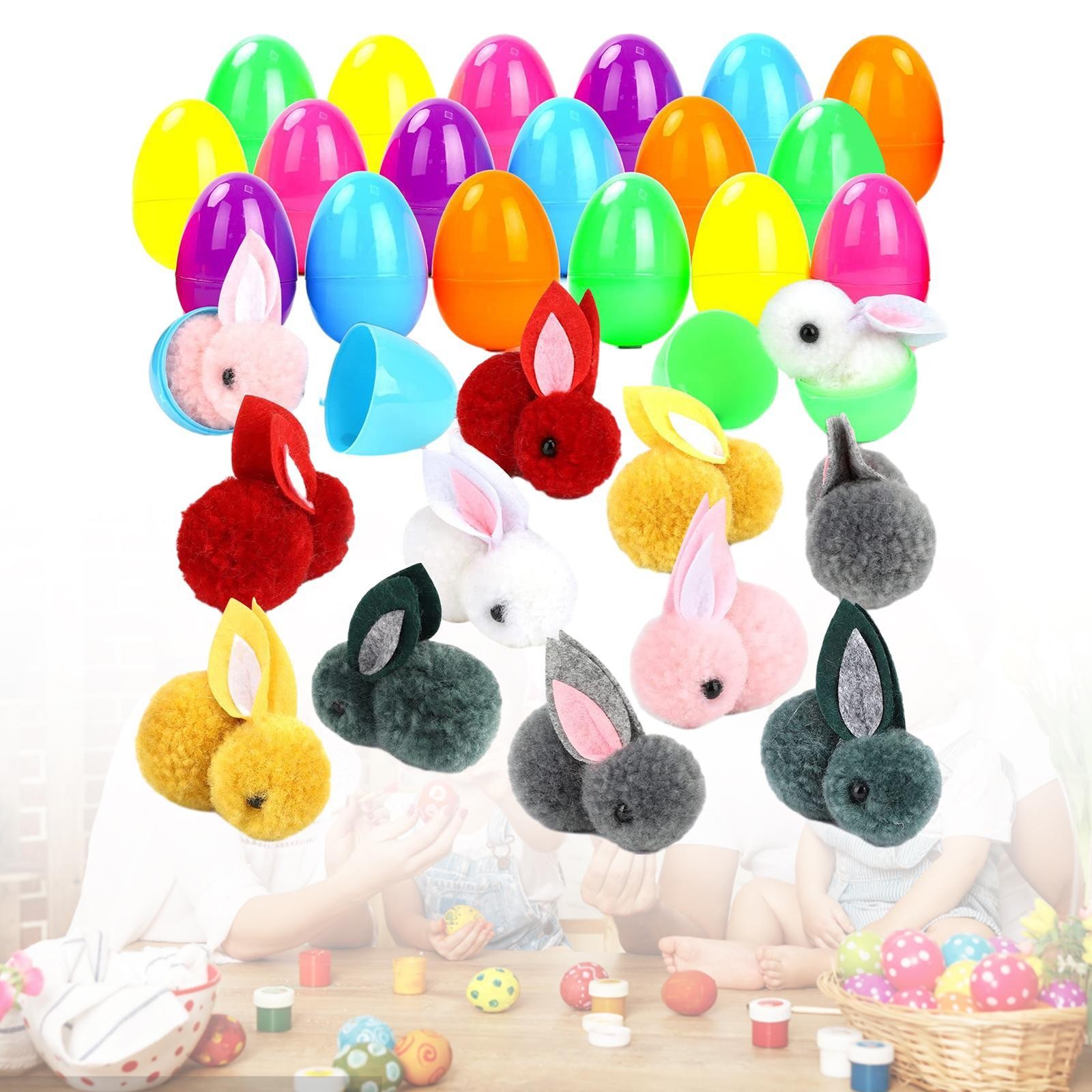 24x Easter Eggs with Easter Bunnies Stuffed Toy Mini Animals
