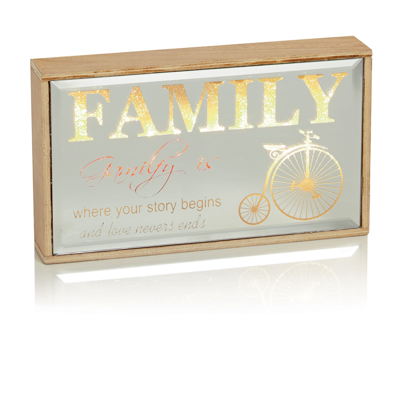 Premier 21cm LED Light up Mirror Table Decoration – Family