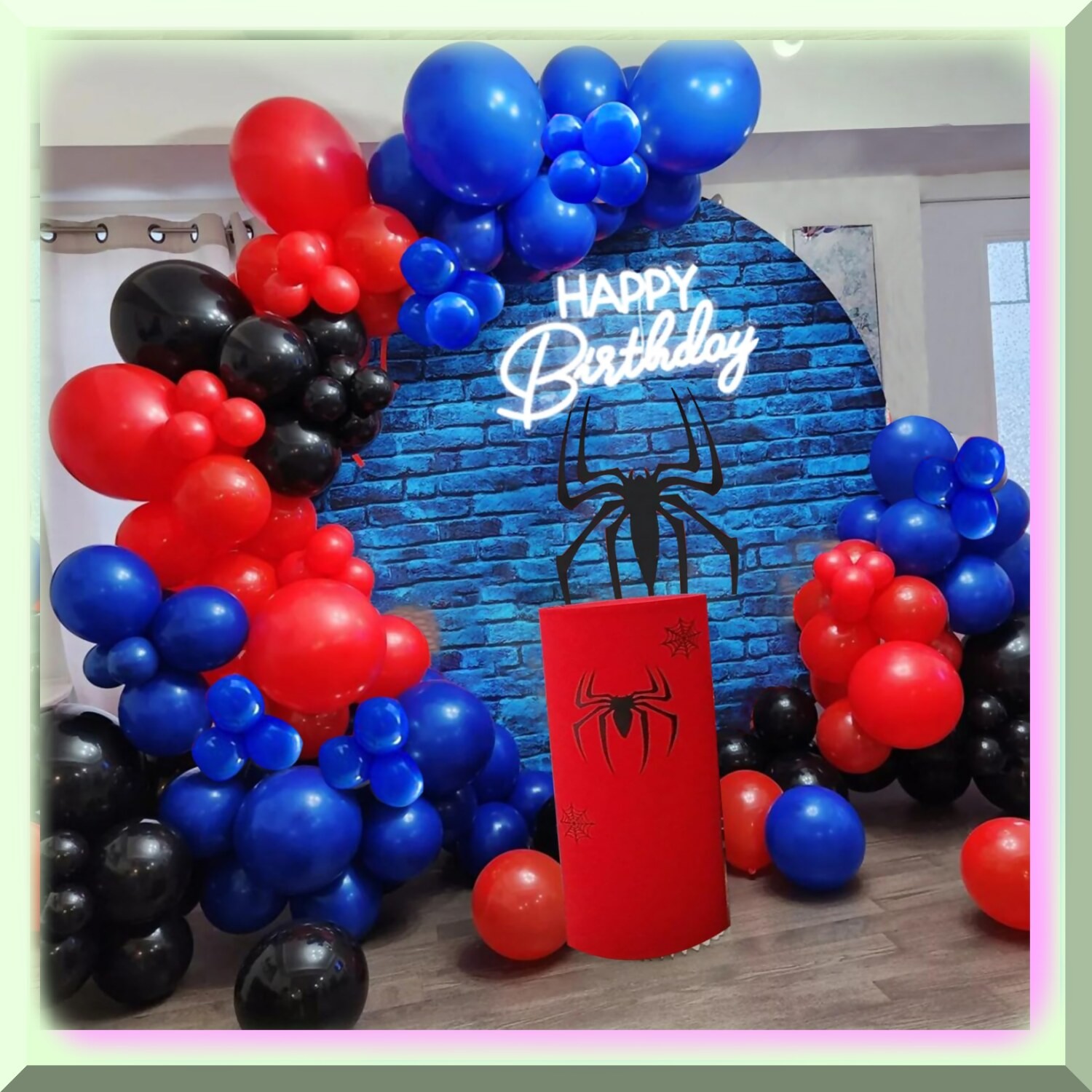 Spiderweb Balloon Arch Kit with Red Blue Black Balloons