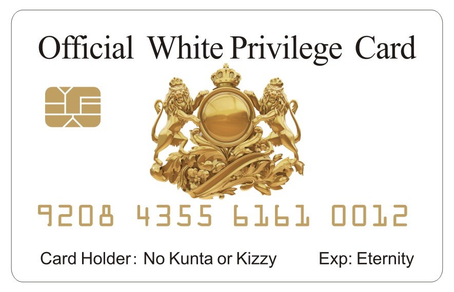 Privilege of the Whites. Funny Fake Bankcard (8 COUNT). Free Shipping