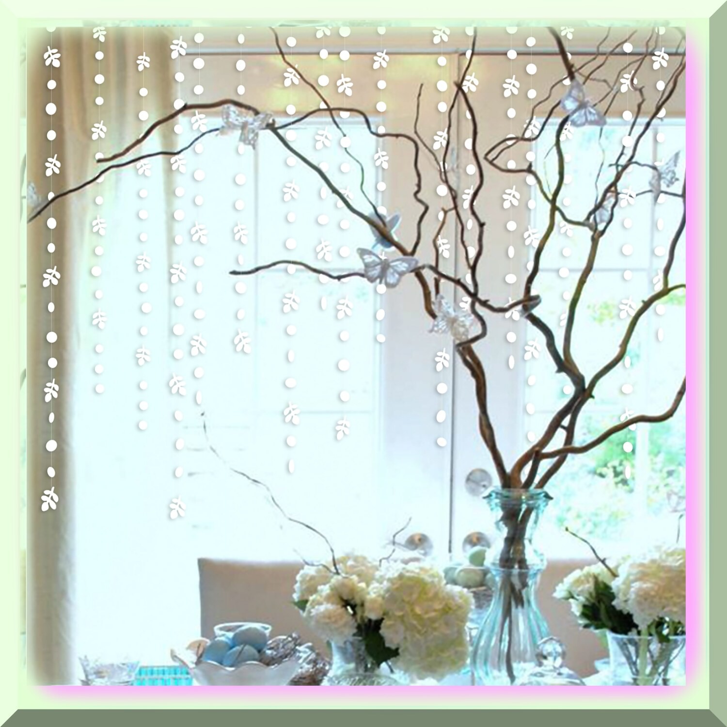 Spring Leaf Polka Dot Garland 52Ft White Party Decoration