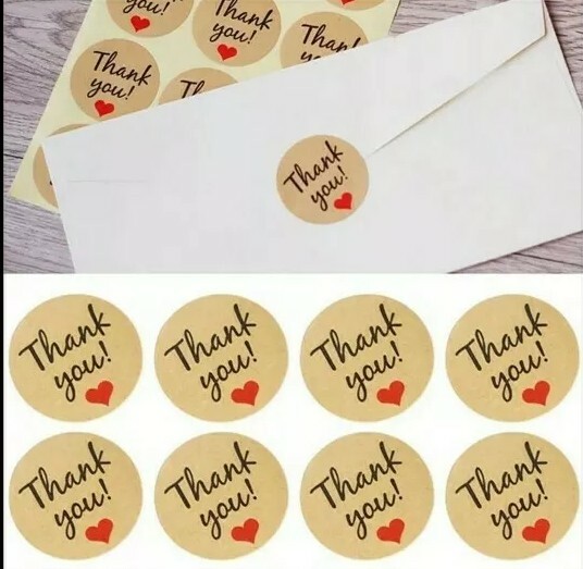 100 Pcs Set, craft paper thank you labels wedding/Party Supplies