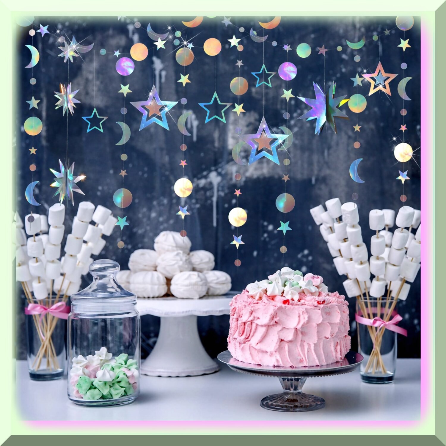 Iridescent Star Garland for Celebrations
