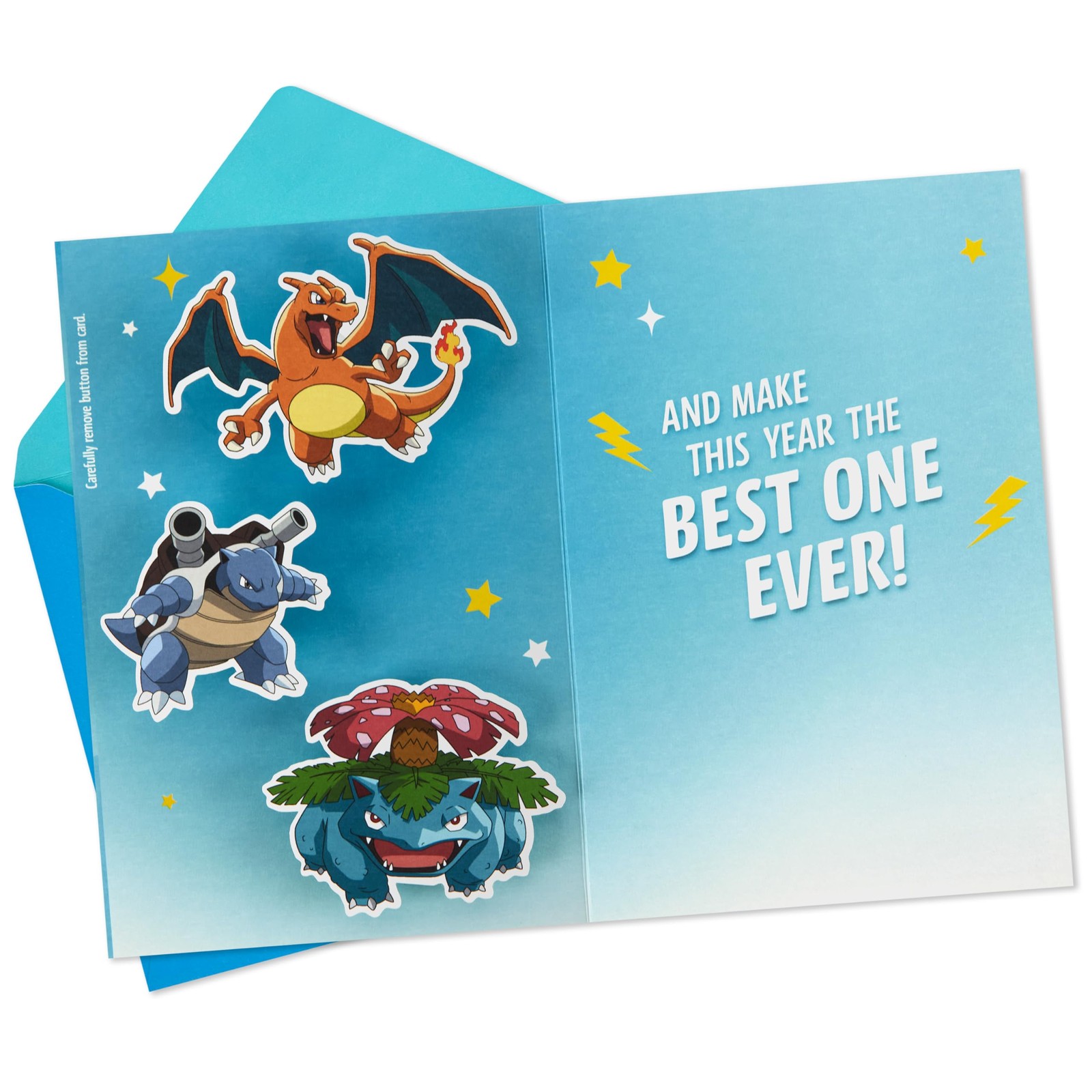 Hallmark Pokémon Kids Birthday Card with Button (Celebrate Like a 70, blue