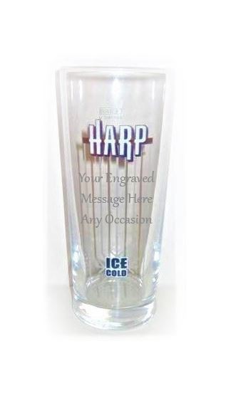 Personalised Christmas Gift Harp Ice Cold Pint Glass Engraved Your Name/Message