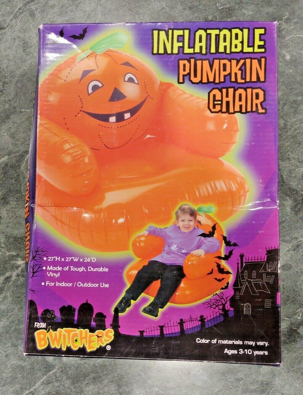 Halloween Pumpkin Inflatable Chair Trick or Treat Jack o Lantern Childs New