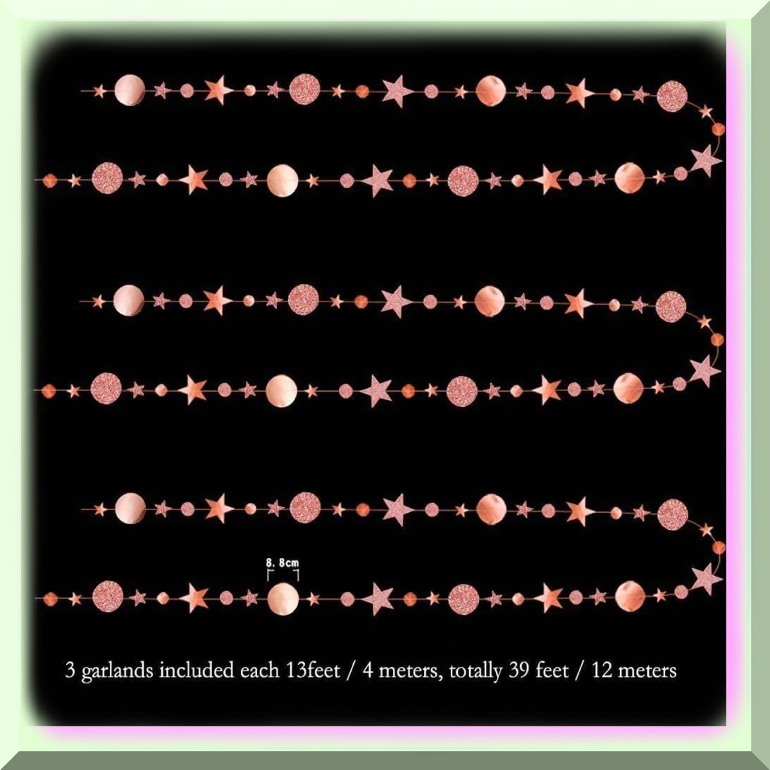 Rose Gold Celebration Garland with Star and Circle Cutouts