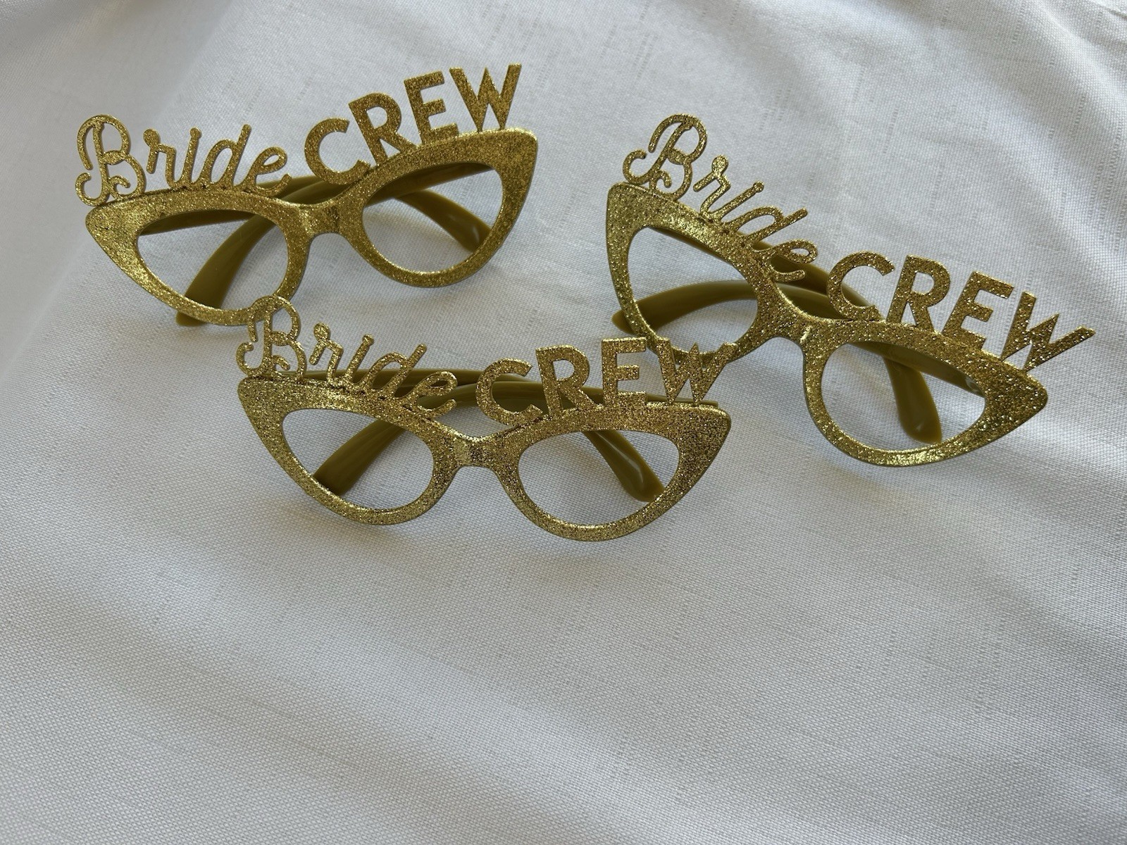 Gold Glitter Bride Crew Party Glasses Bachelorette Bridal Shower Accessories Lot