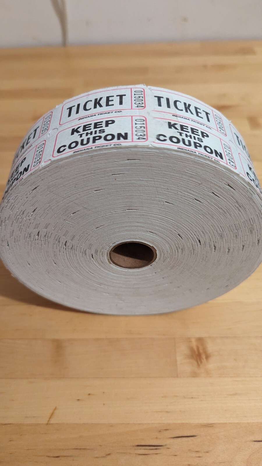 Raffle Tickets Roll of 2000 Double Stub Ticket WHITE