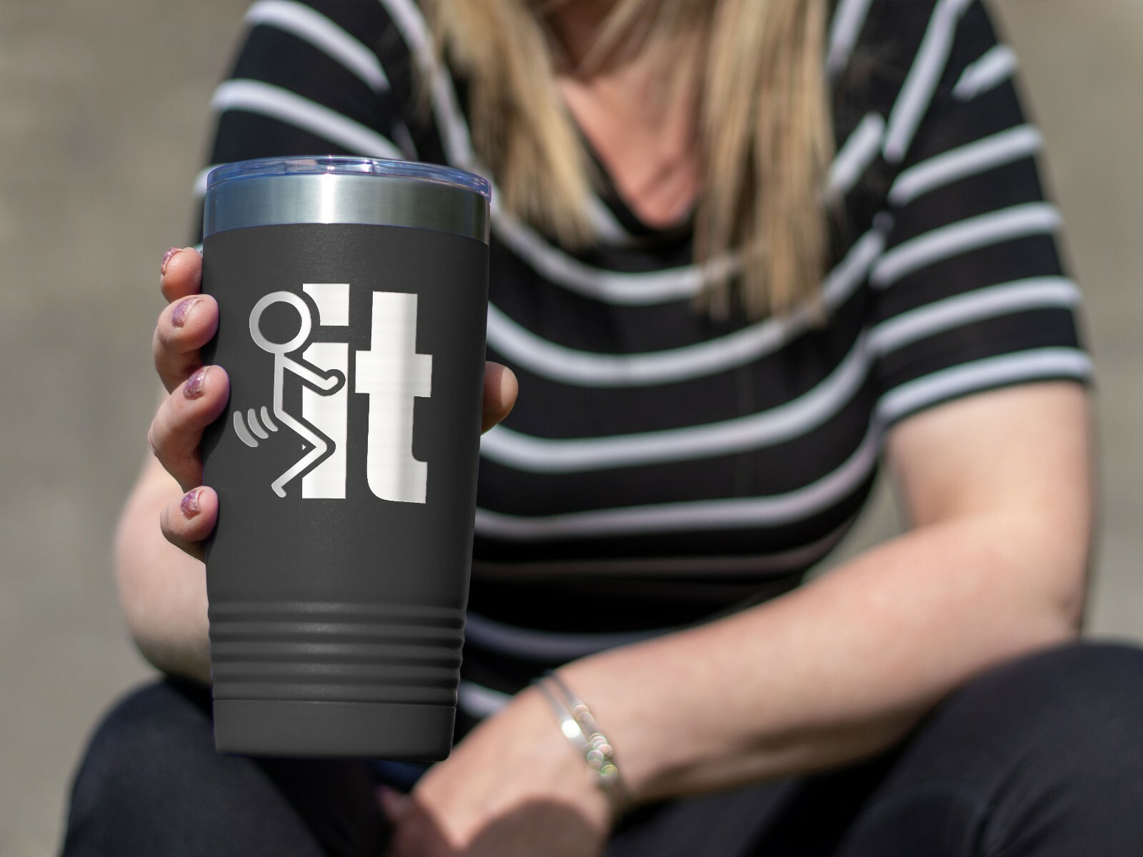 Coffee Tumbler F#@K IT Funny 20 oz. Stainless Steel Travel Tumbler – Black