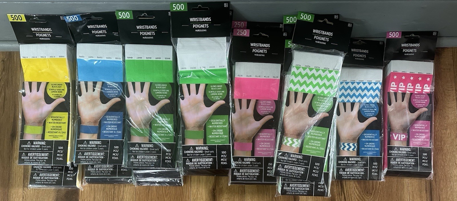 Amscan Tyvek Wristbands 500 count Events Parties Clubs Numbered