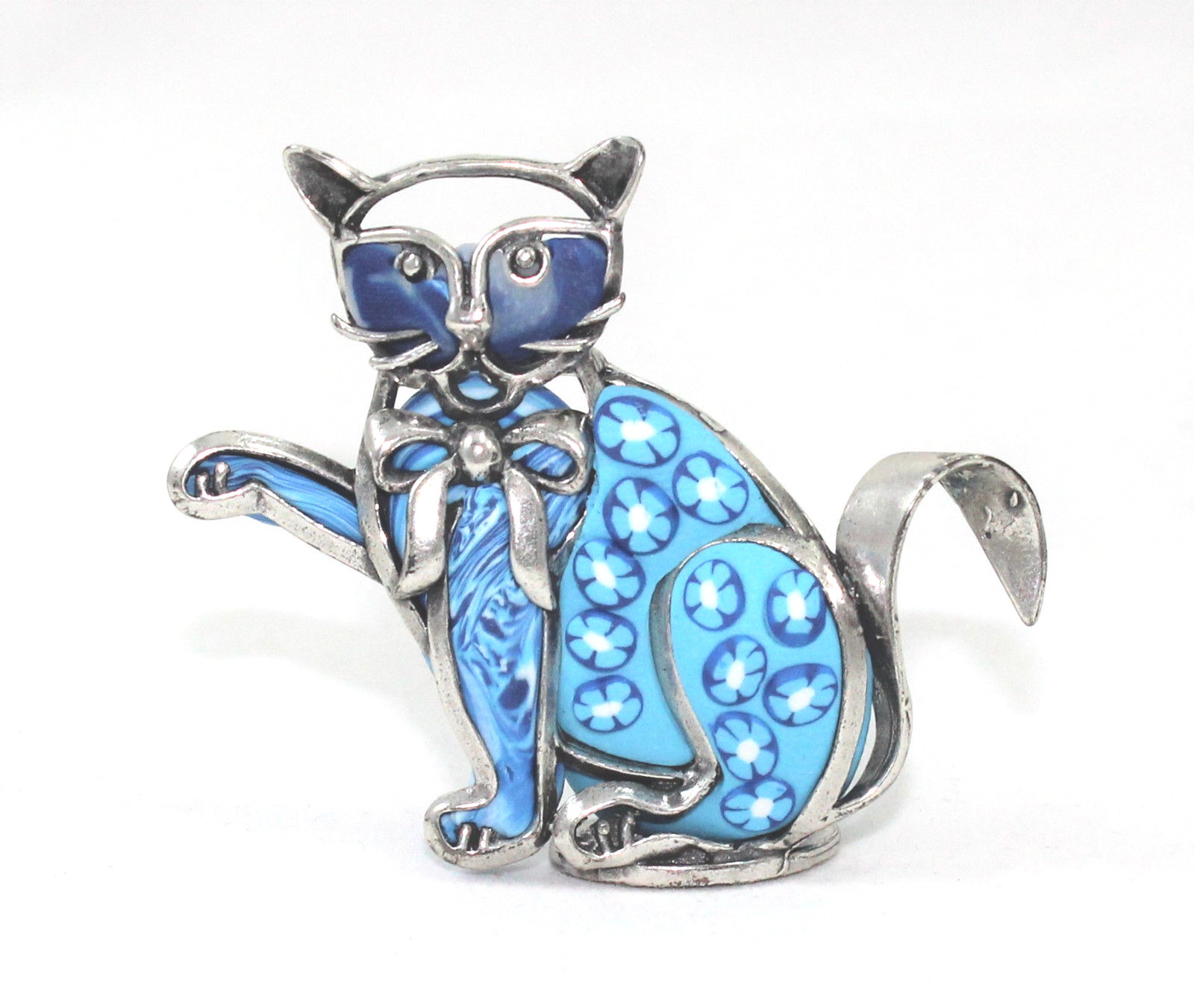 Baby Boy Kitten Favor in 925 Sterling Silver Micro Fusion and Murrine