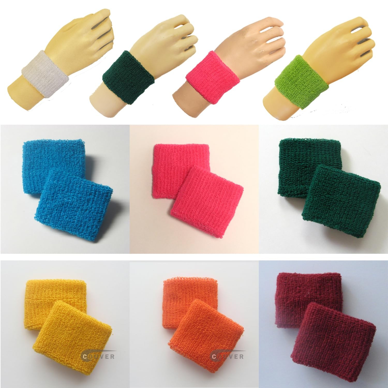 Couver Youth Athletic Sweat Wristbands (3 Pairs) – 2.5″ Thick Gold Yellow