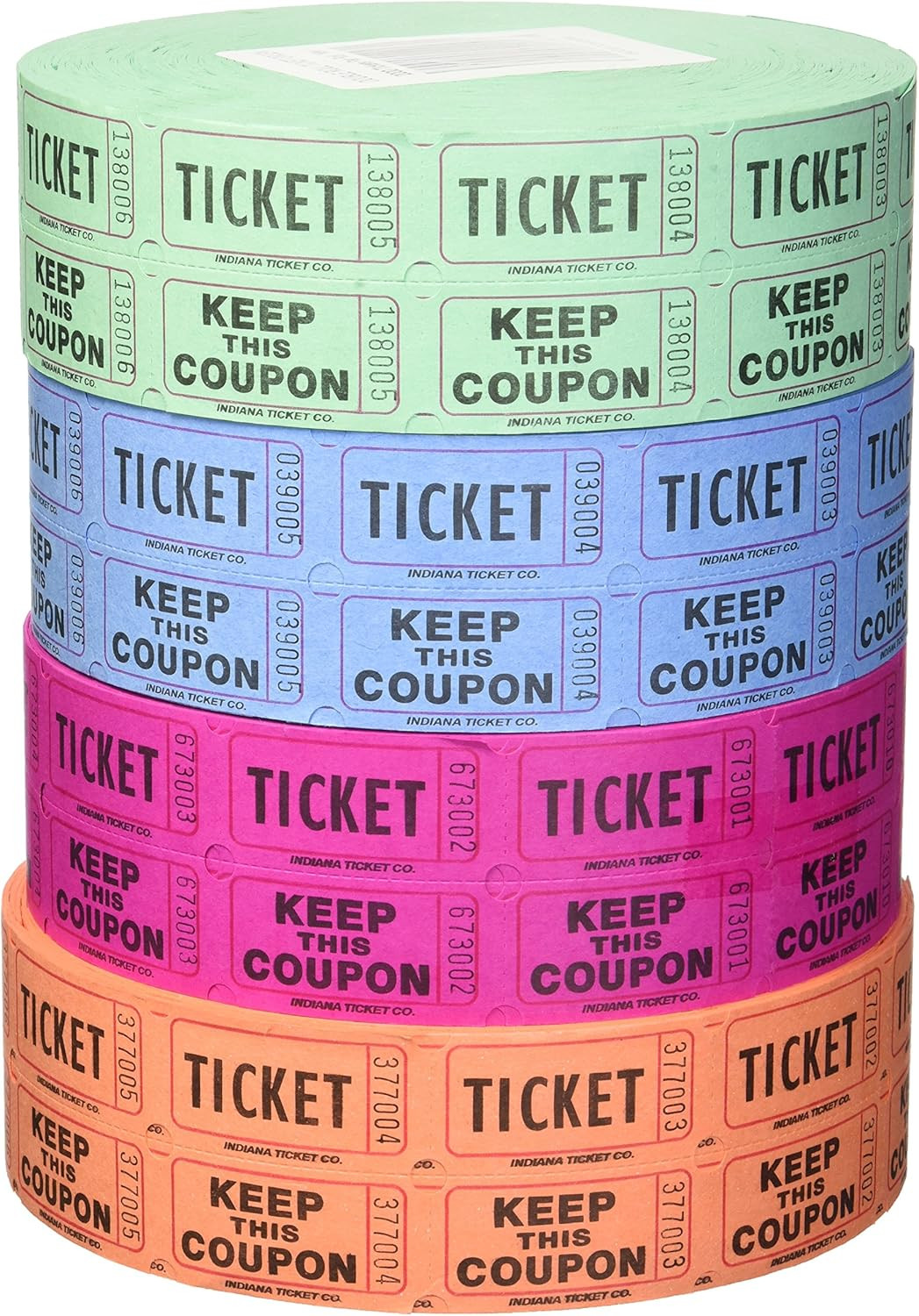 Indiana Ticket Company 56759 Raffle Tickets, (4 Rolls of 2000 Double Tickets) 8,