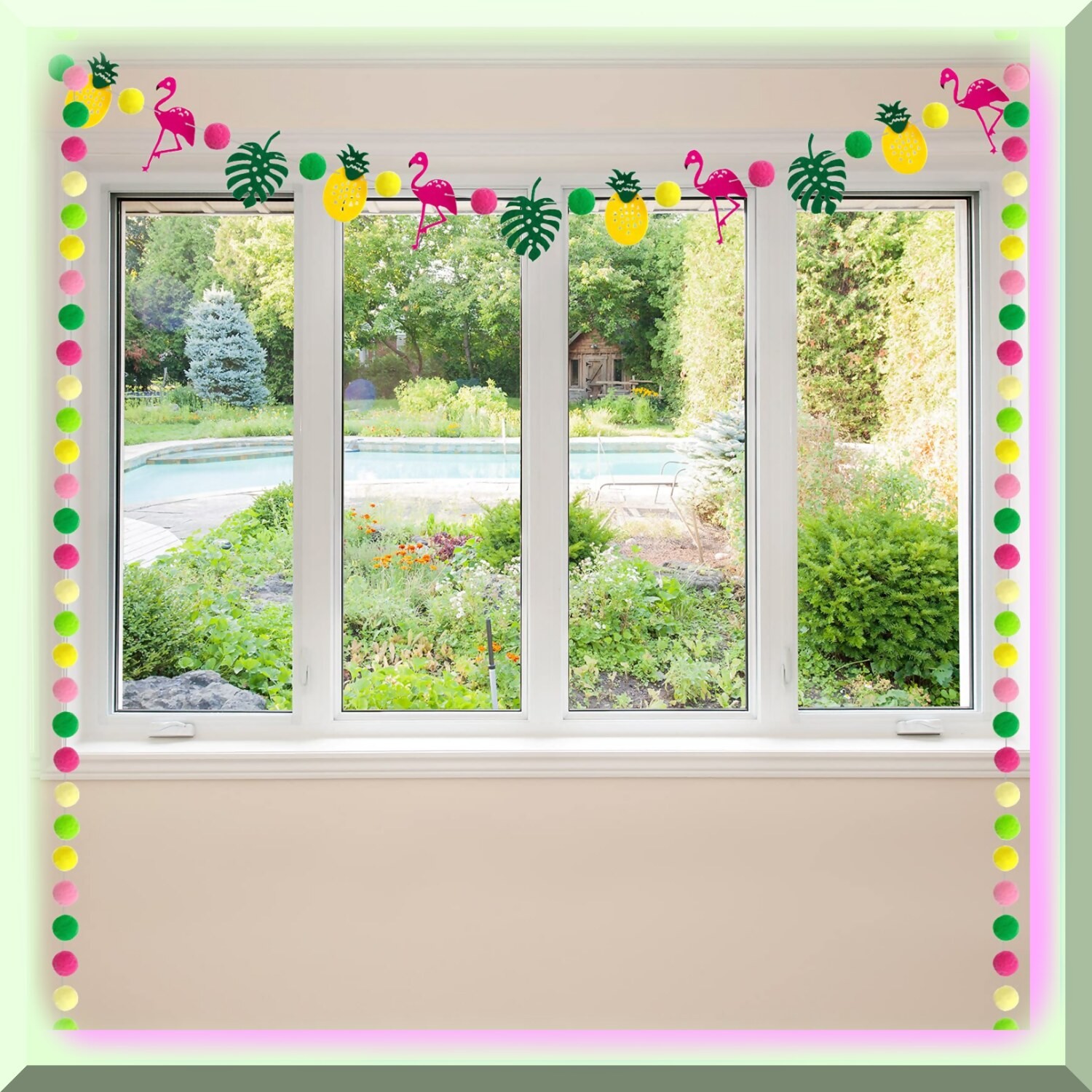 Tropical Party Decorations with Flamingo Pin