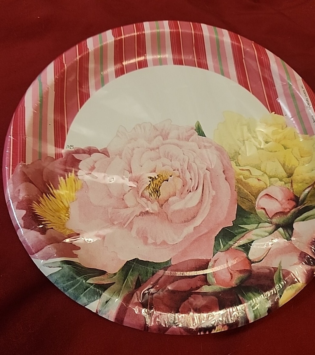 Hallmark Party Express Bastin Peonies Floral Paper Plates 8 Pack 8 and 3/4 Inch