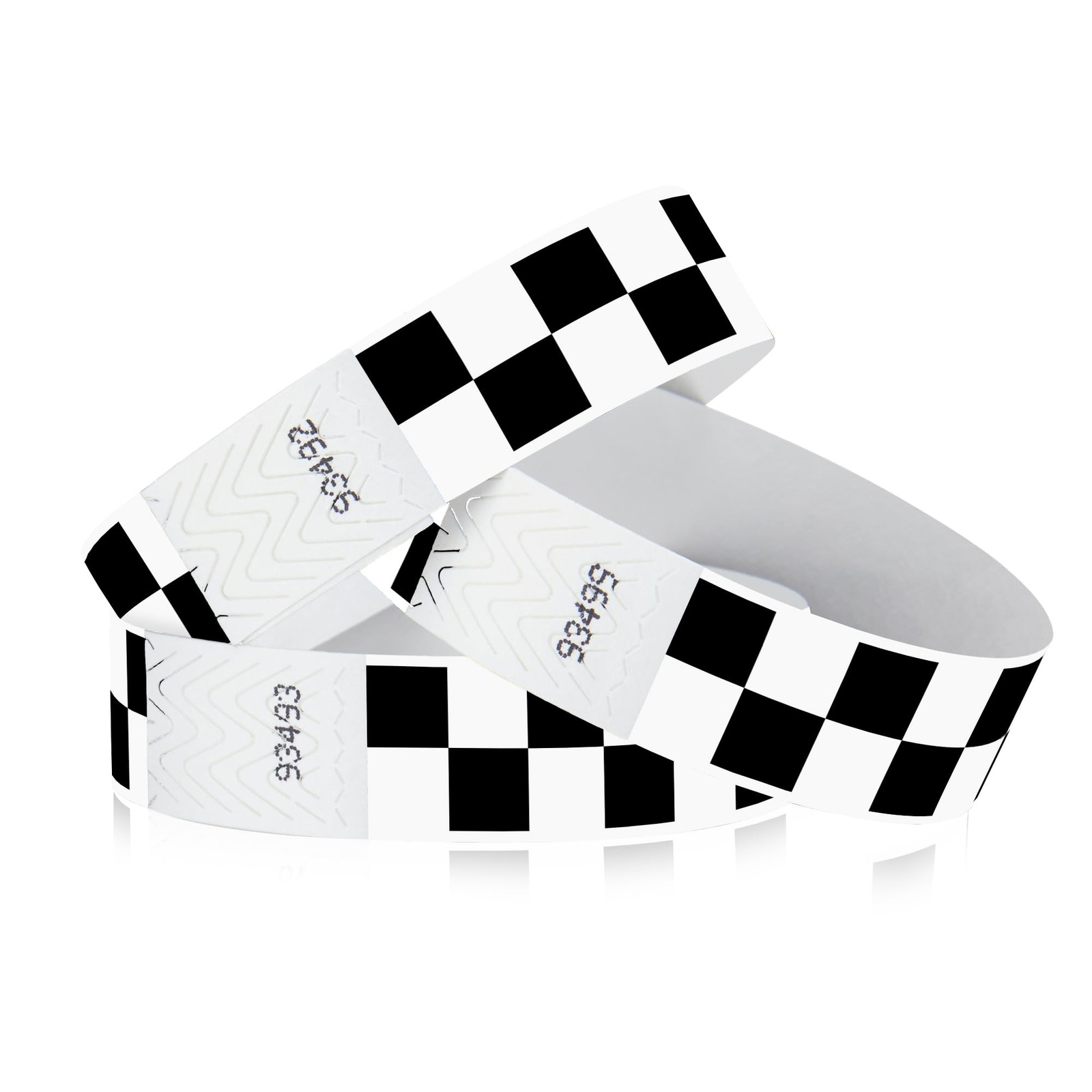 500 WristCo Black Checkered/Checks Tyvek Wristbands ¾” x 10”, Checkered