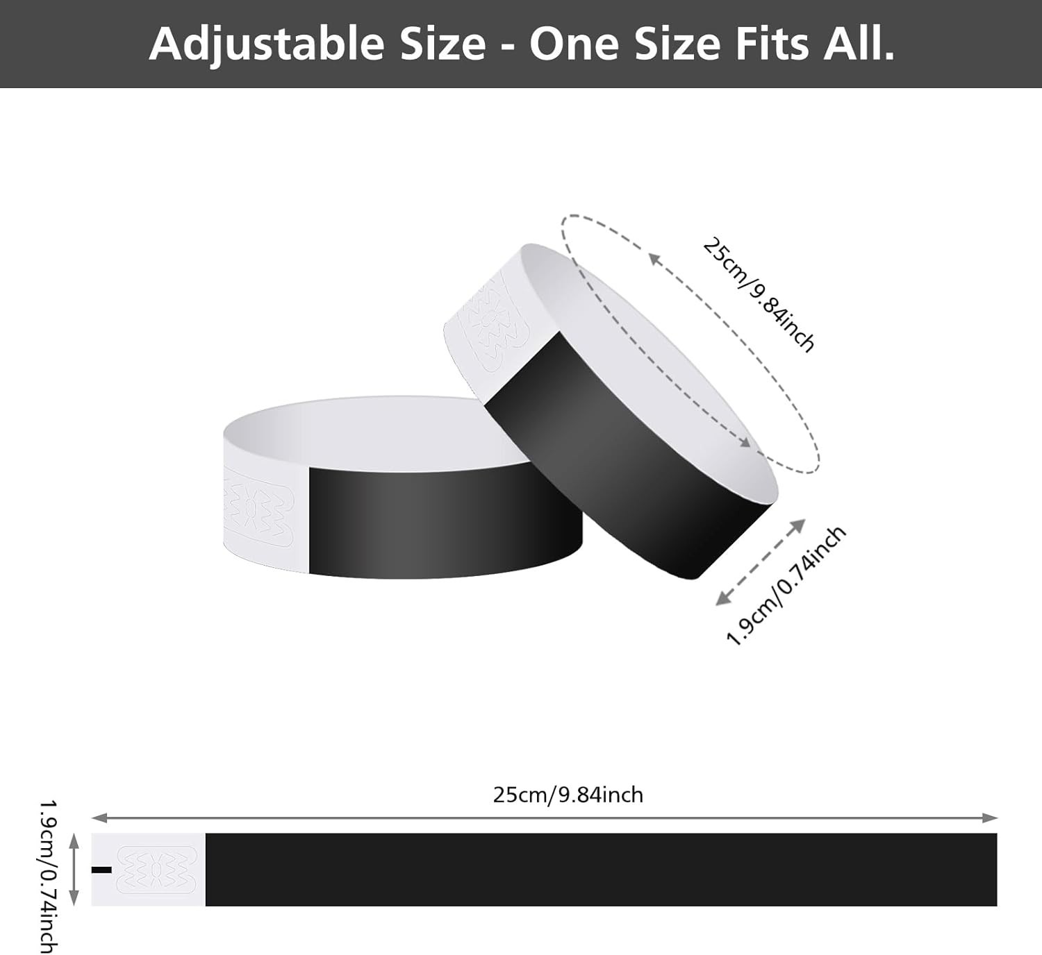 Black Waterproof Paper Wristbands – 400 Bulk Event Arm Bands for Easy Access
