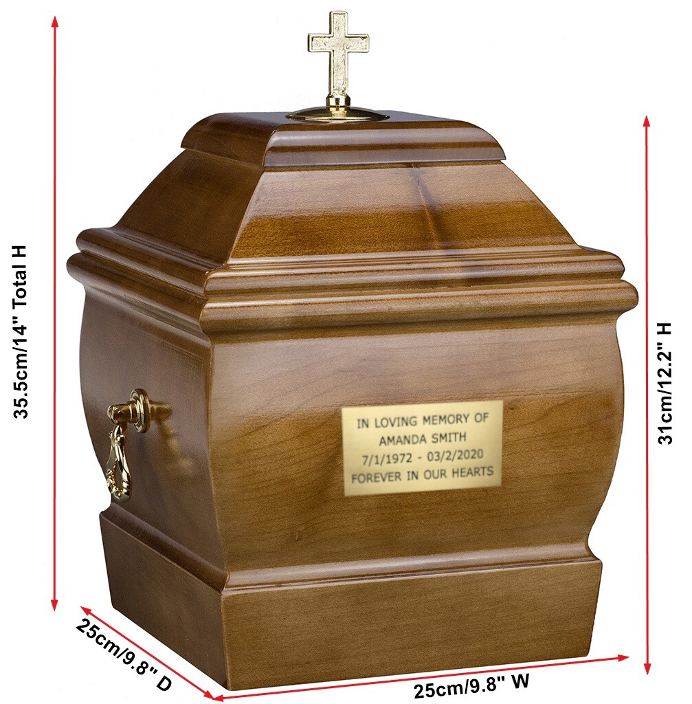 Cremation Urn for Adult made from solid wood Funeral ashes Casket Memorial URN