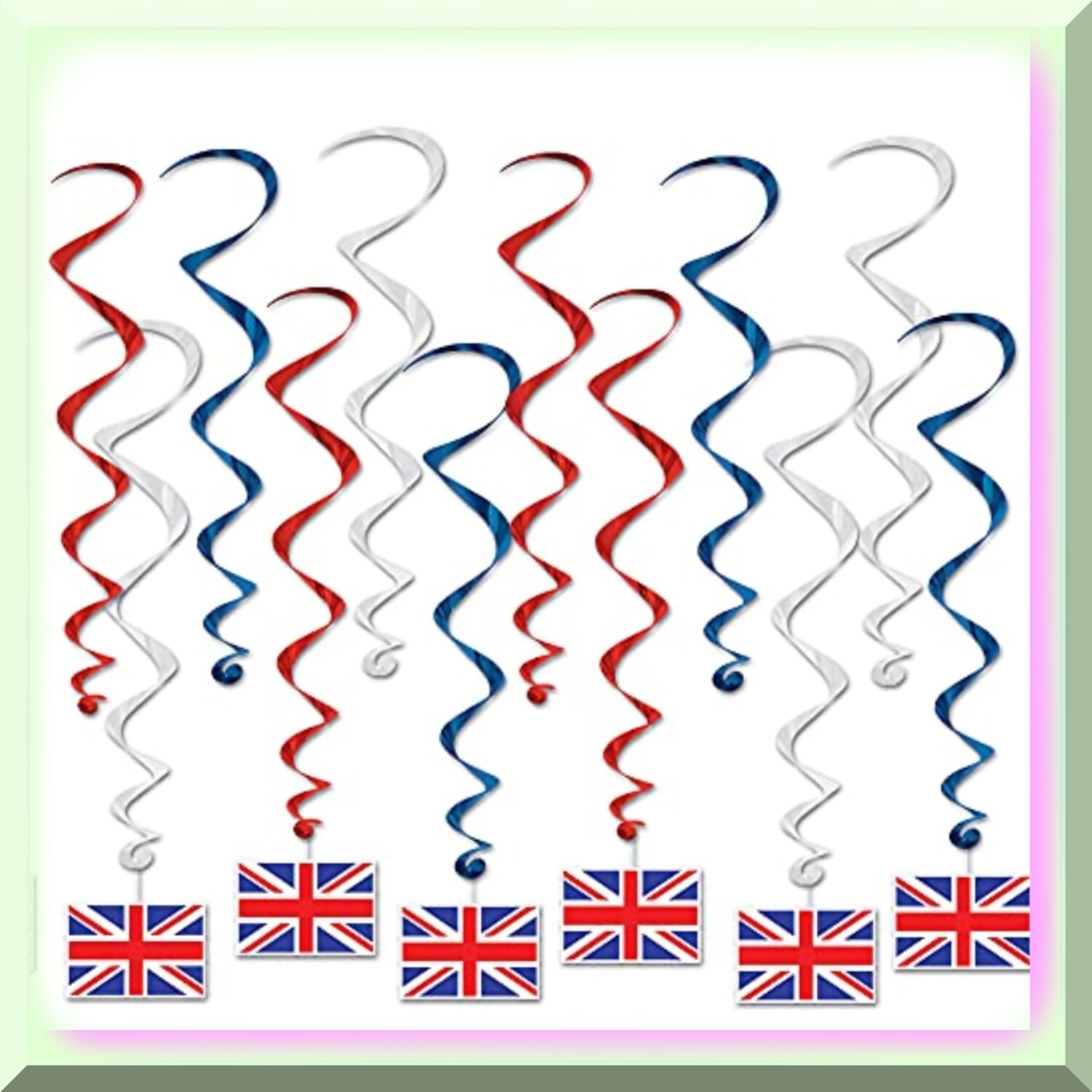 Set of 12 British Flag Hanging Decorations