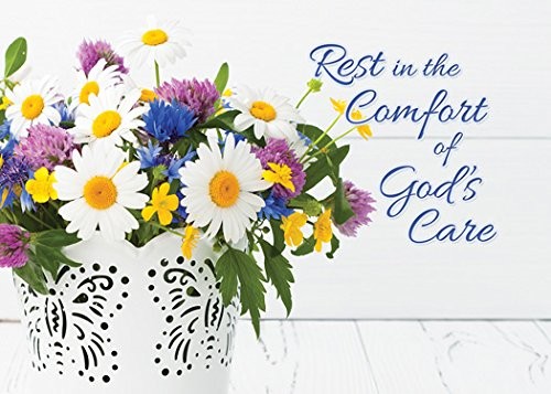 Comfort in God’s Care – Get Well Greeting 4.75 x 6.75 inches, pink and white
