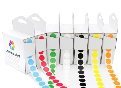 Color Code Dot Label Kit – 0.50 Inch Stickers, 7 Colors, 1000 Labels per Box