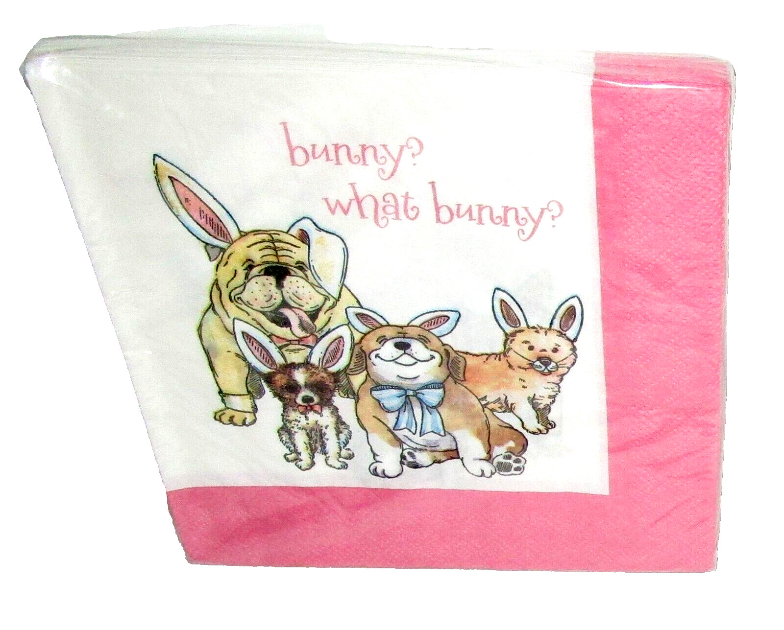 EASTER Dessert Napkins ~20 Ct ~ 2-Ply ~ WHAT BUNNY? 9 4/5″ x 9 3/4″