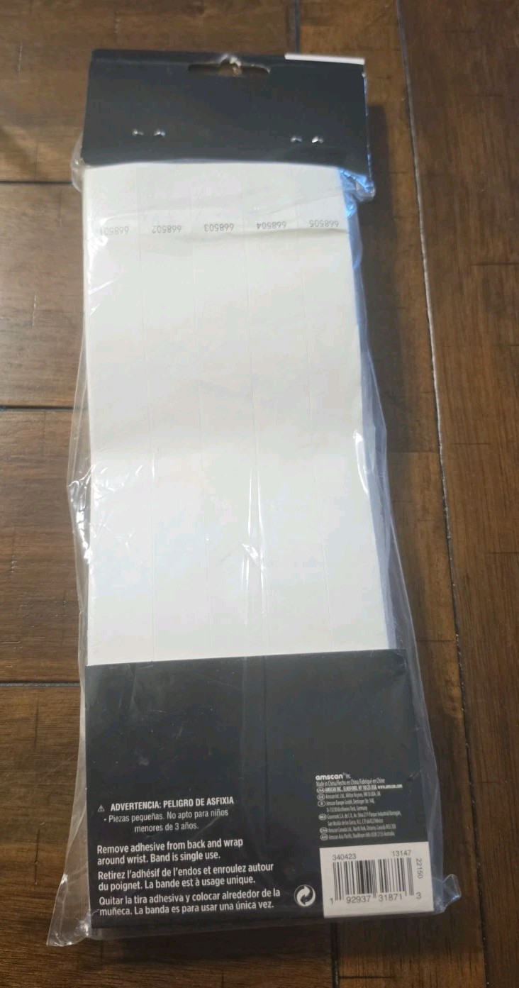 NEW White Event Wristbands 500 Count Secure Glows Sequentially Numbered