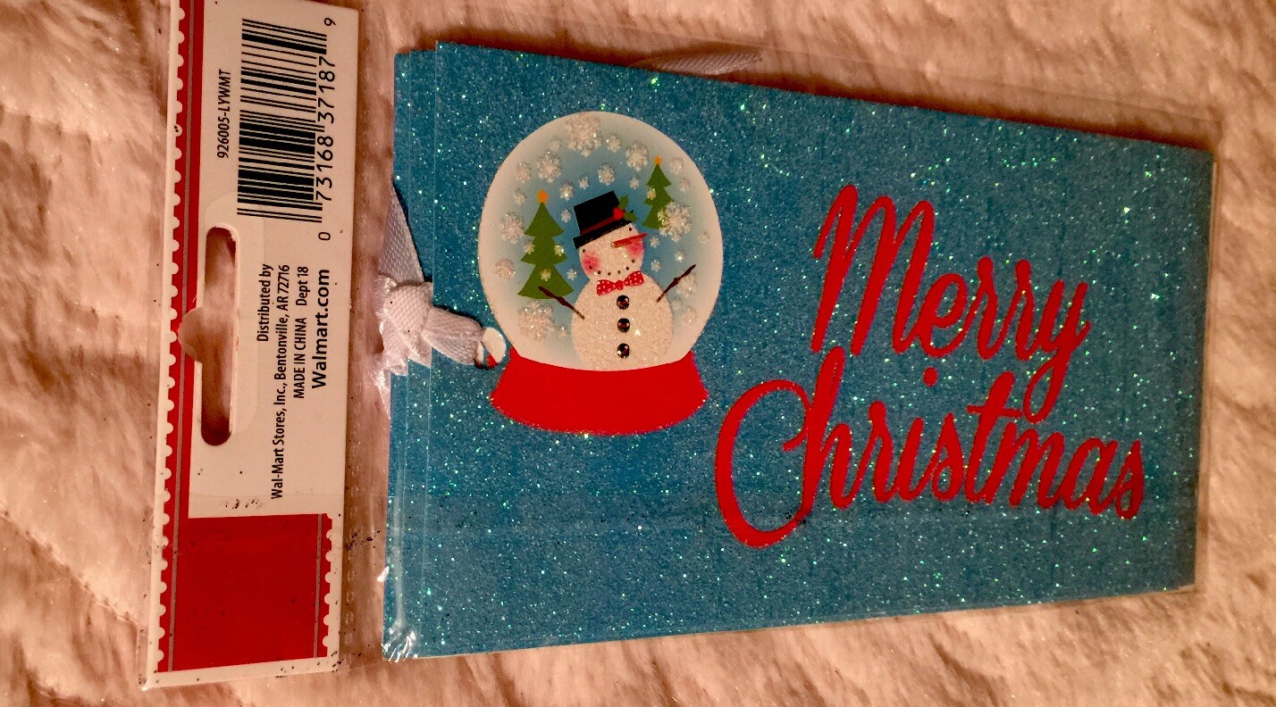 6 LARGE HOLIDAY CHRISTMAS WINTER THEMED GLITTERED GIFT TAGS BY HOLIDAY TIME