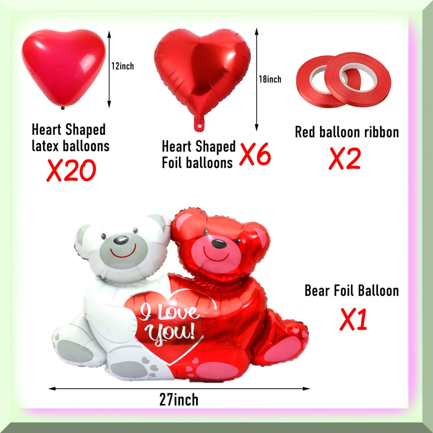 Romance Decoration Kit with Silk Rose Petals and Heart Balloons