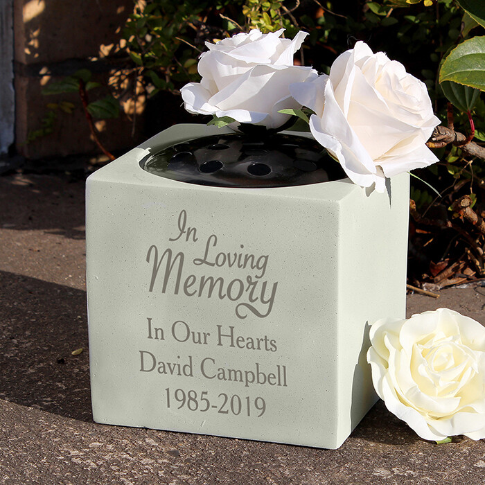 Personalised In Loving Memory Memorial Vase Flower Holder Engraved Remembrance