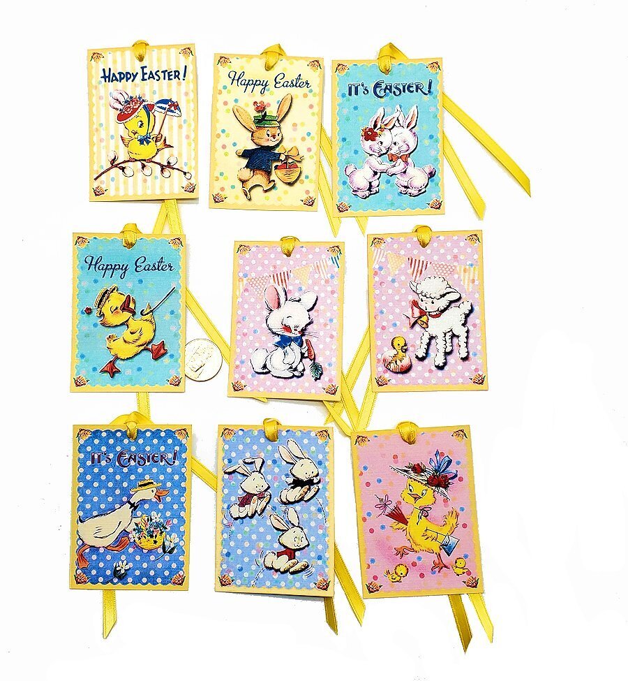 9-Easter-Retro-1950’s-Mid Century-Junk Journal-Linen Cardstock-Gift-Hang-Tags