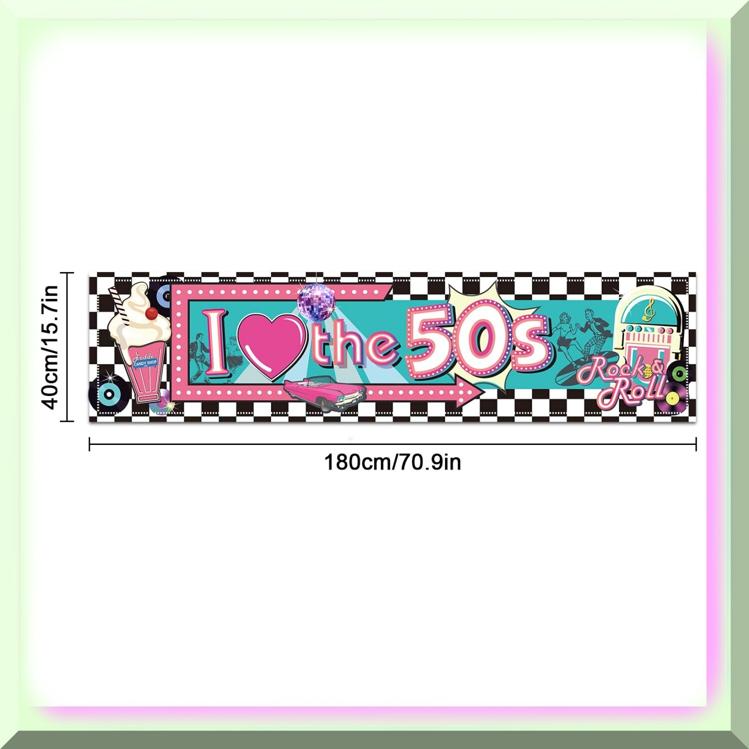 Retro 50s Party Banner Vintage Rock and Roll