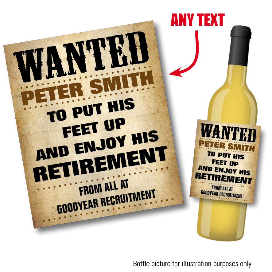 PERSONALISED Wine Champagne Bottle Label RETIREMENT Leaving Work Gift Idea 112