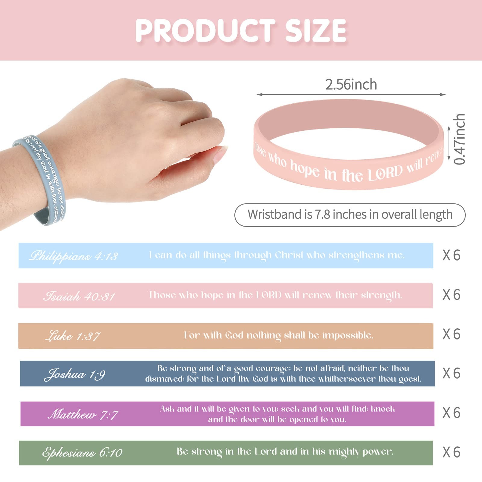 36 Pieces Christian Bible Bracelets Rubber Bible Verse Bracelets Religious Si…