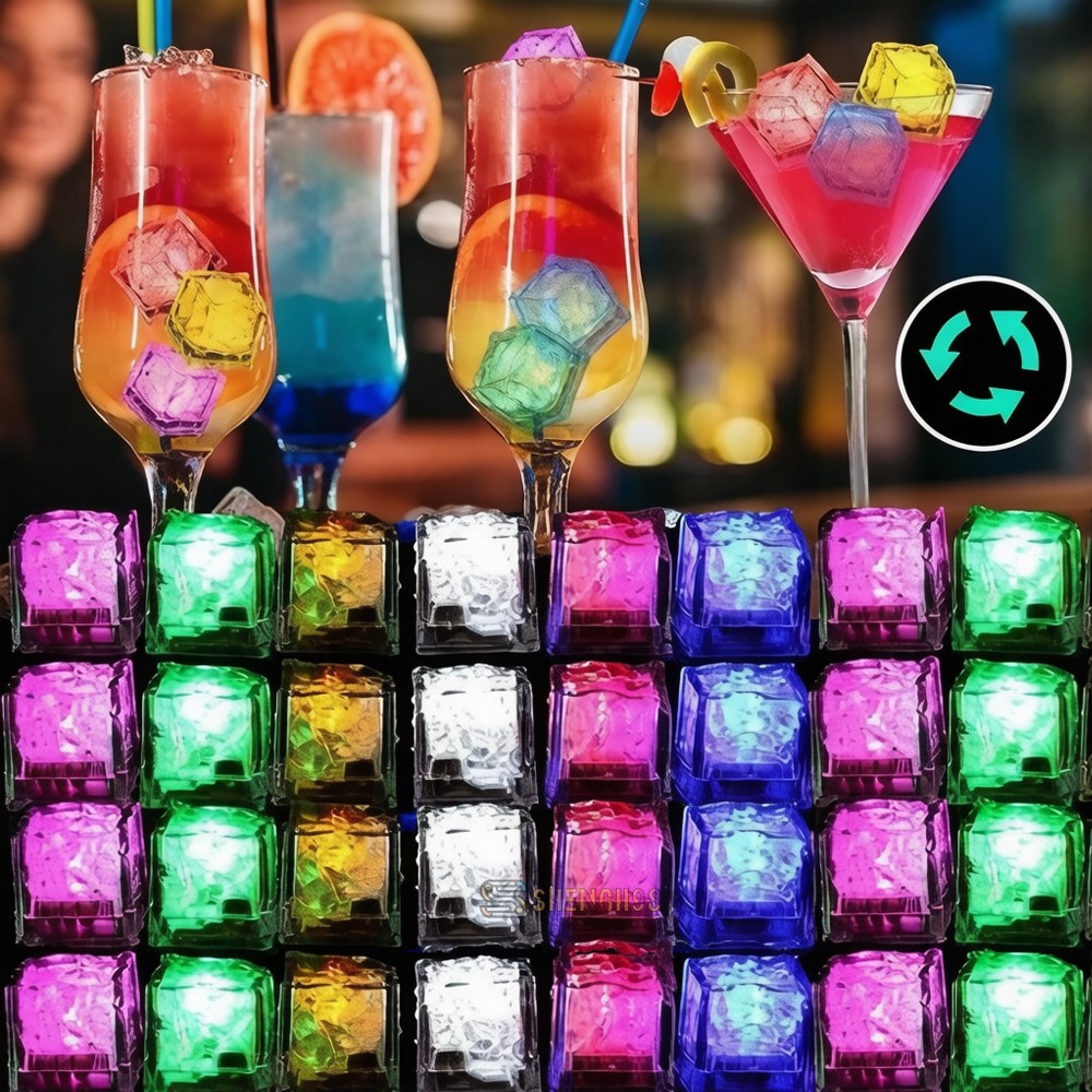 Light Up Ice Cubes, Reusable LED Glow Cubes for Drinks, Upgaded Water-activated