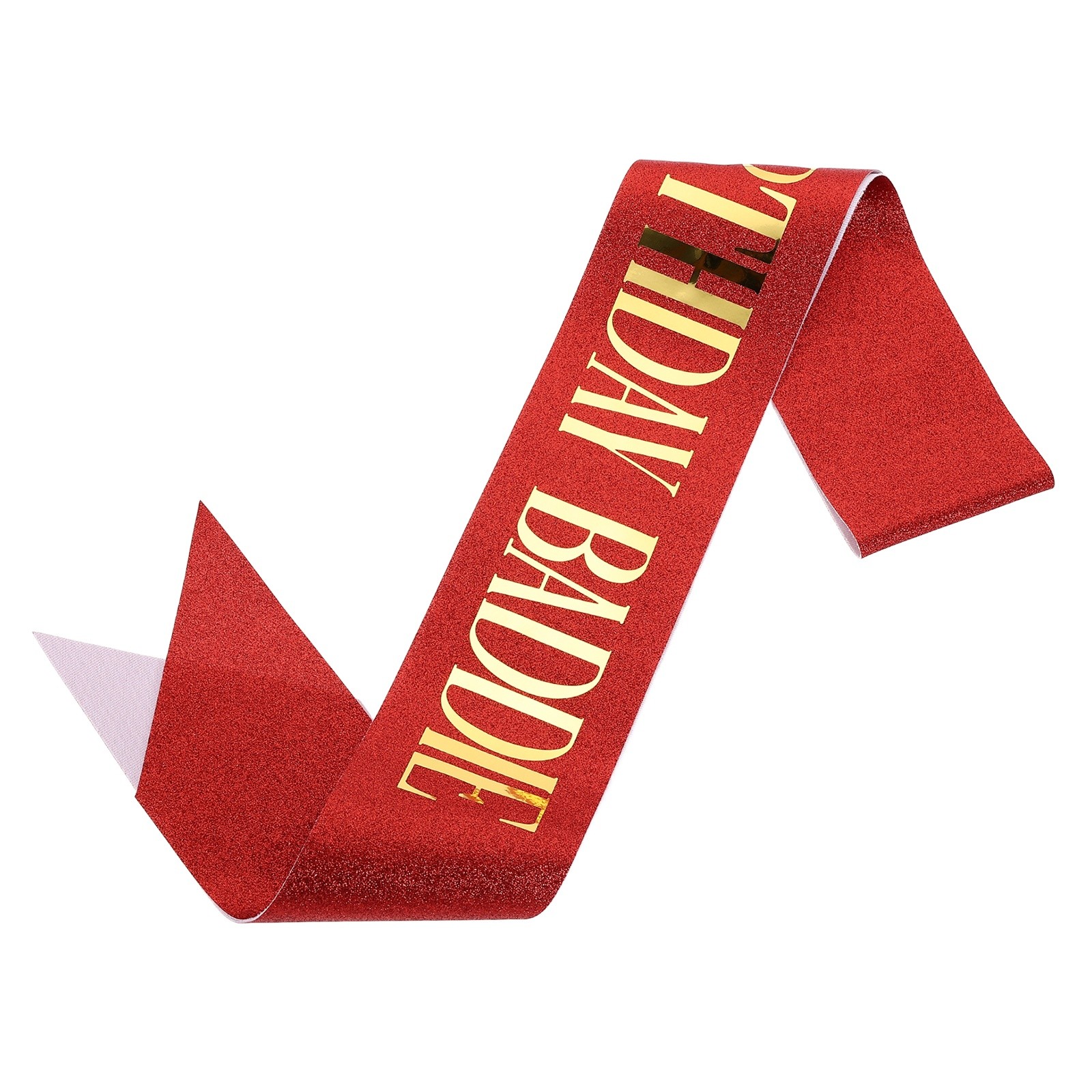 Birthday Baddie Sash with Pin Gold Foil Lettering for Party Red
