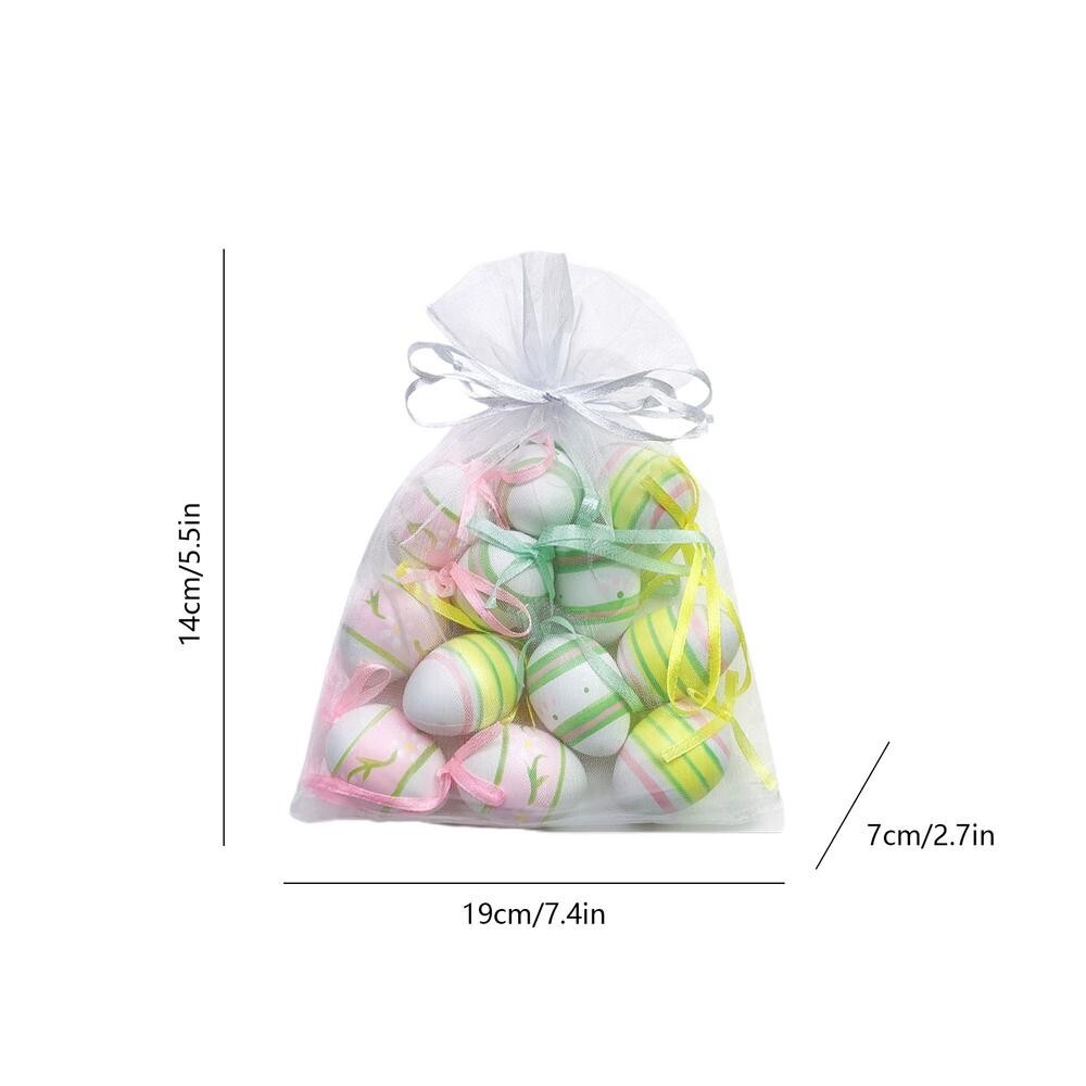 12PCS COLORFUL PLASTIC EASTER EGGS – HANGING ORNAMENTS, TREE & BASKET DECOR, PAR