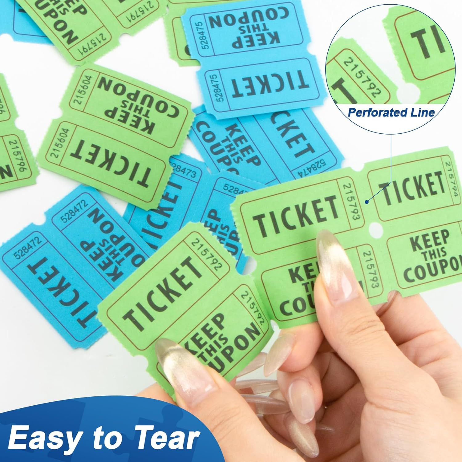 800PCS Raffle Tickets Roll – 50/50 Double Raffle Tickets, Perforated Line Consec