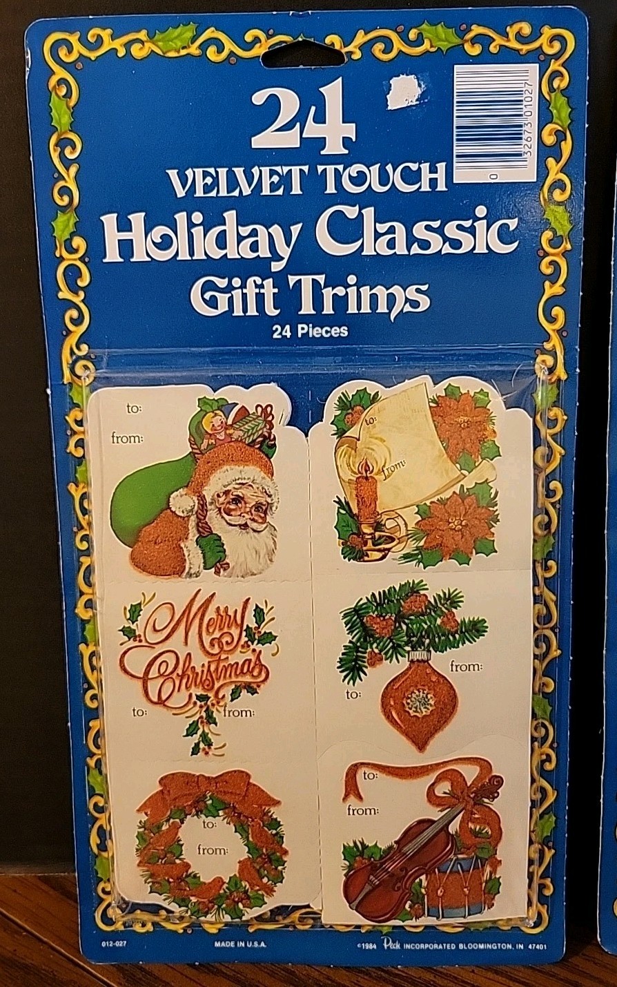 LOT of 2 VTG 24 Velvet Touch Holiday Classic Christmas Gift Tags 1984 Peck NOS