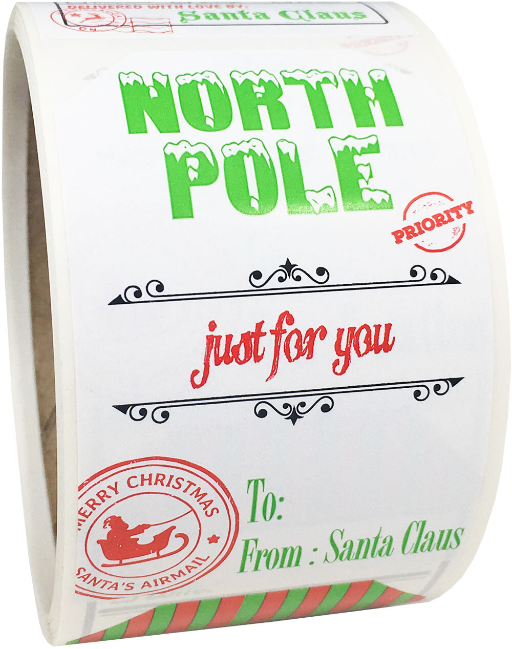 White Christmas North Pole Vintage Gift Tags, 2 x 3 Inches, 100 Pack 4 Designs