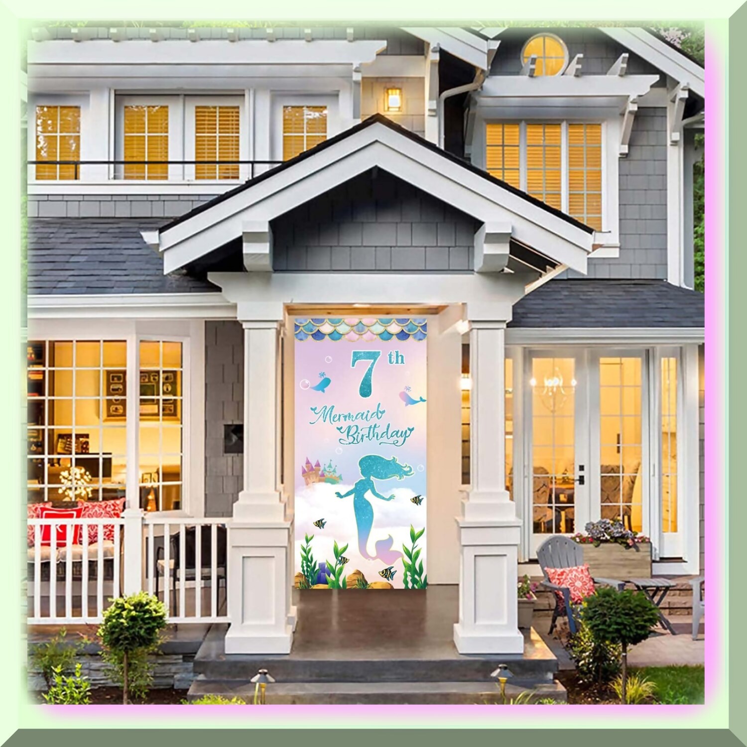 Mermaid 7th Birthday Party Set with Castle Backdrop
