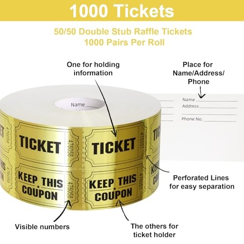 Metallic Gold Raffle Tickets Double Roll
