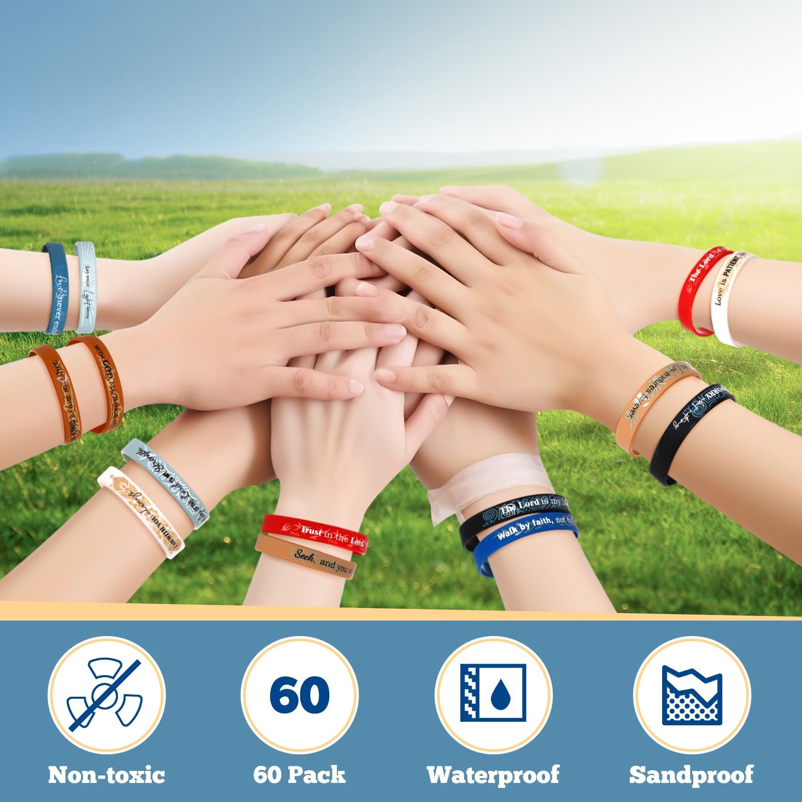 60 Pcs Bible Verse Bracelets Bulk Religious Silicone Inspirational Christian …
