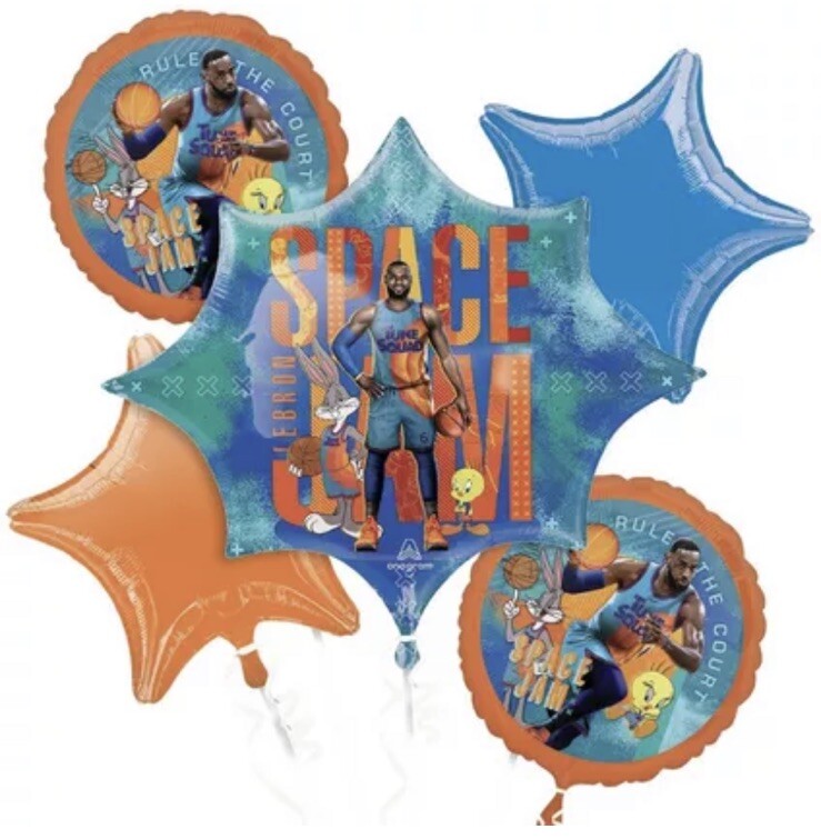 Space Jam LeBron James 5 Foil Balloons Bouquet Tweety & Bugs “A New Legacy” NEW