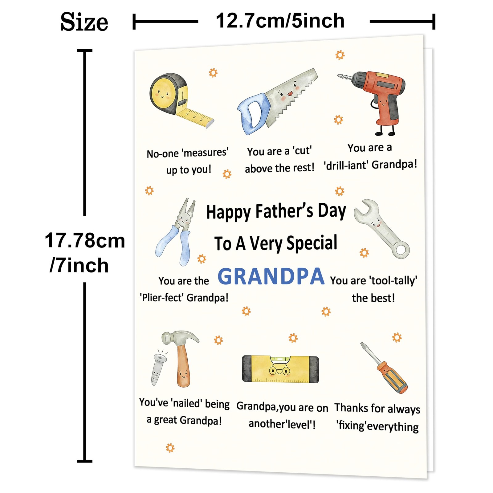 IDU Grandpa Fathers Day Card, Card for 7 x 5 inches, ZN-510